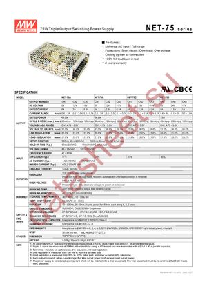 NET-75C datasheet  